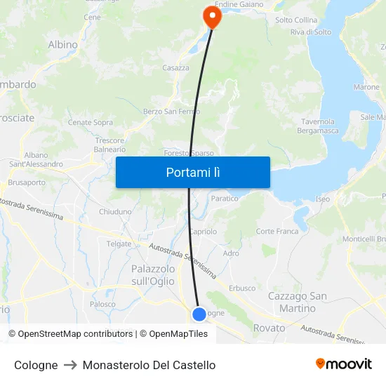 Cologne to Monasterolo Del Castello map
