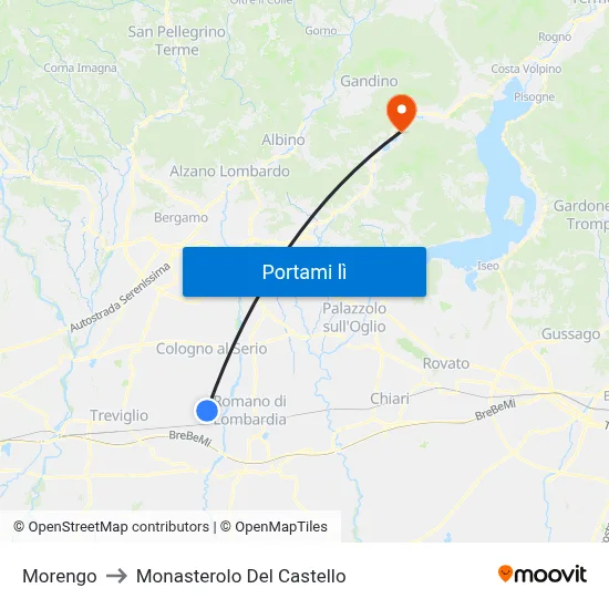 Morengo to Monasterolo Del Castello map