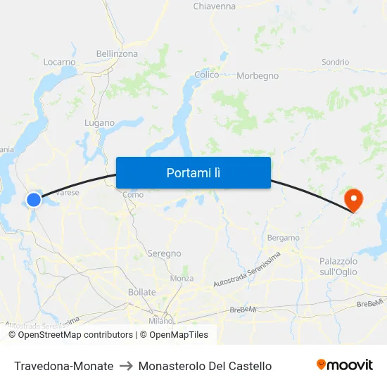 Travedona-Monate to Monasterolo Del Castello map