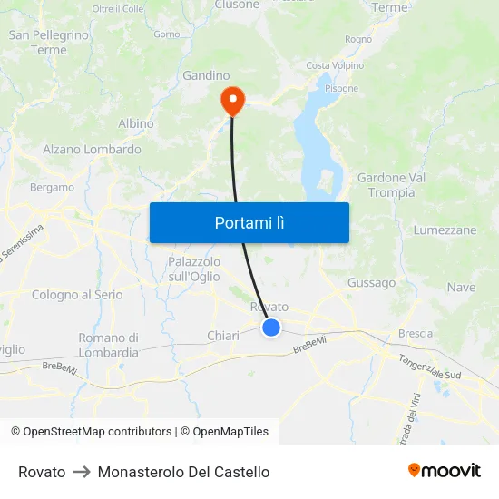 Rovato to Monasterolo Del Castello map