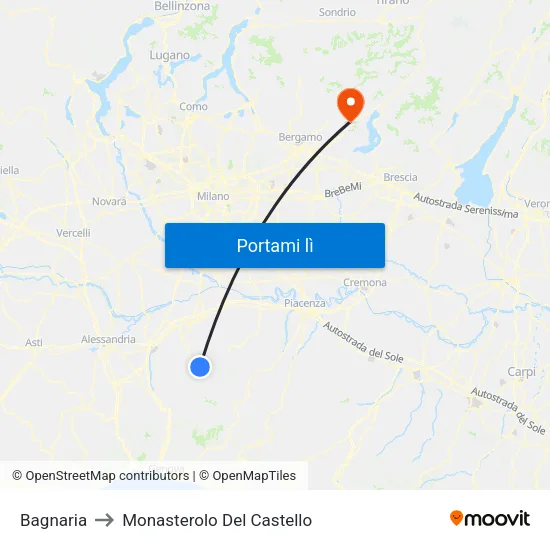Bagnaria to Monasterolo Del Castello map