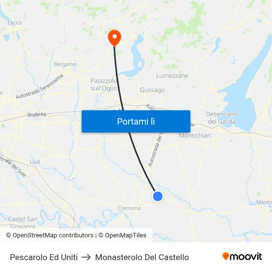 Pescarolo Ed Uniti to Monasterolo Del Castello map