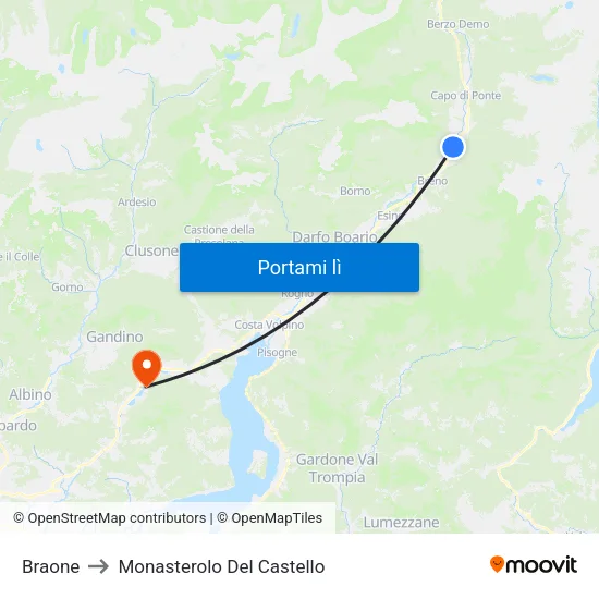 Braone to Monasterolo Del Castello map
