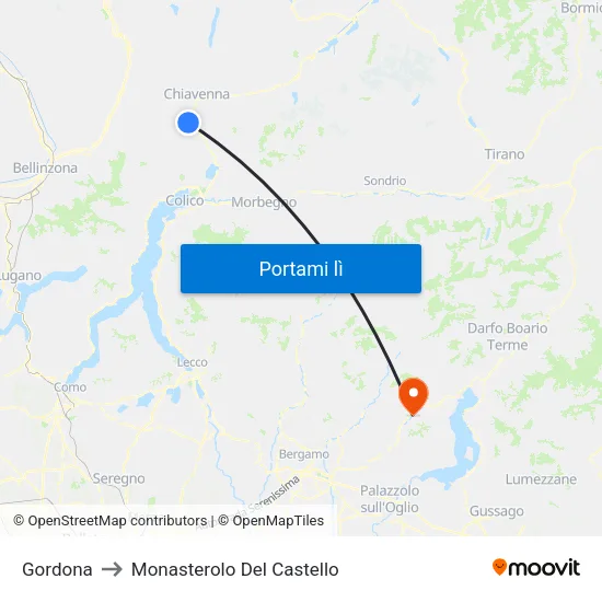 Gordona to Monasterolo Del Castello map