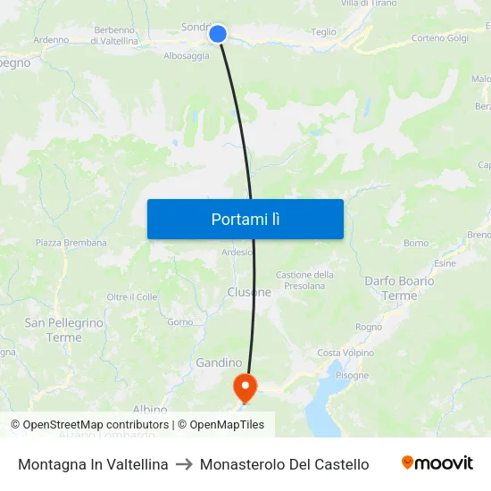 Montagna In Valtellina to Monasterolo Del Castello map