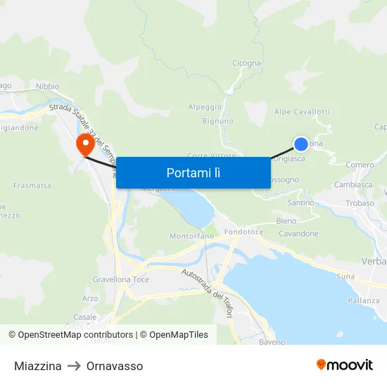 Miazzina to Ornavasso map