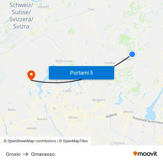 Grosio to Ornavasso map