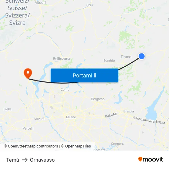 Temù to Ornavasso map