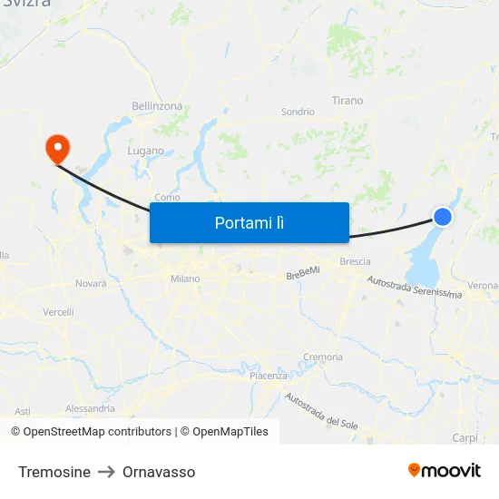 Tremosine to Ornavasso map