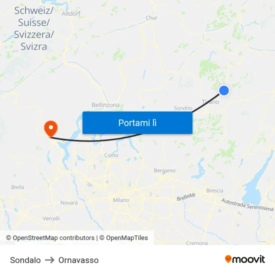 Sondalo to Ornavasso map