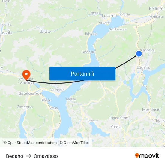 Bedano to Ornavasso map