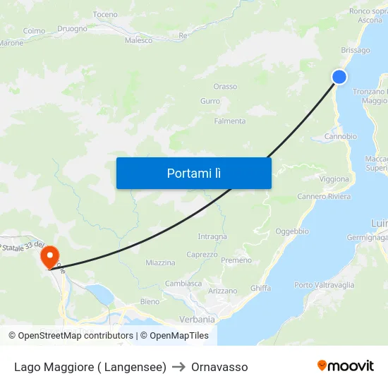 Lago Maggiore ( Langensee) to Ornavasso map