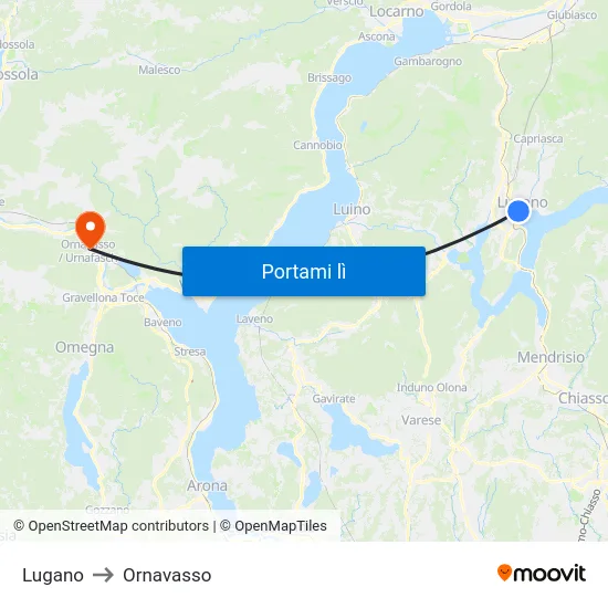 Lugano to Ornavasso map