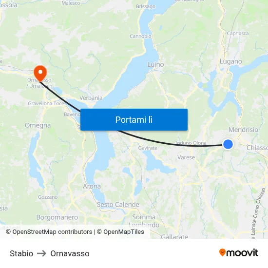 Stabio to Ornavasso map