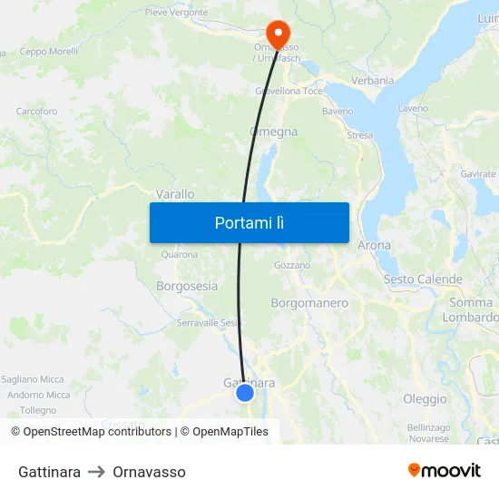 Gattinara to Ornavasso map