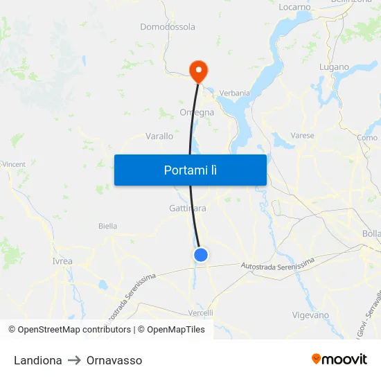 Landiona to Ornavasso map