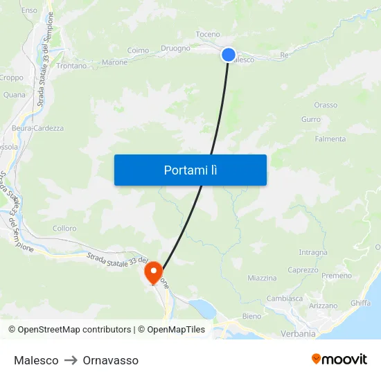 Malesco to Ornavasso map