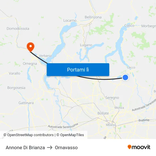 Annone Di Brianza to Ornavasso map