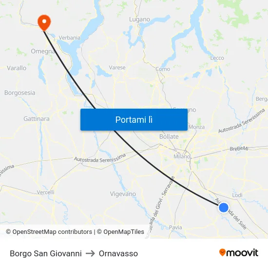 Borgo San Giovanni to Ornavasso map