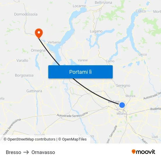 Bresso to Ornavasso map