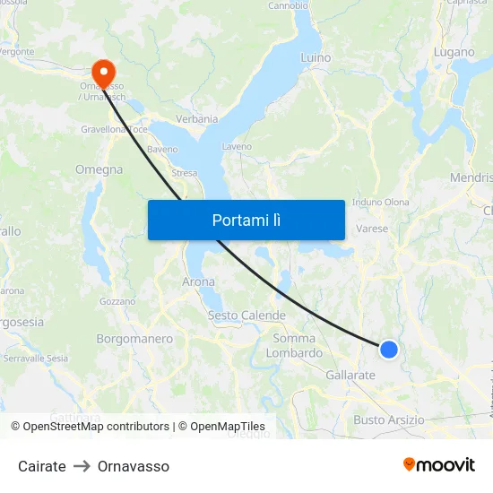 Cairate to Ornavasso map