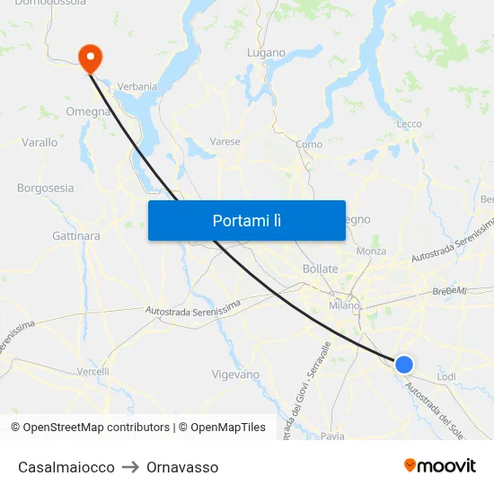 Casalmaiocco to Ornavasso map