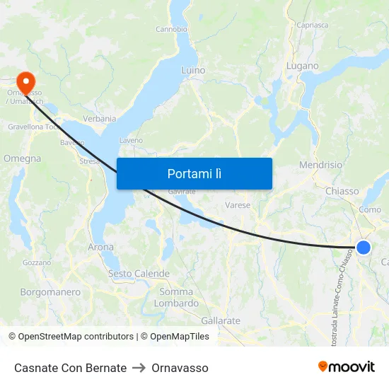 Casnate Con Bernate to Ornavasso map