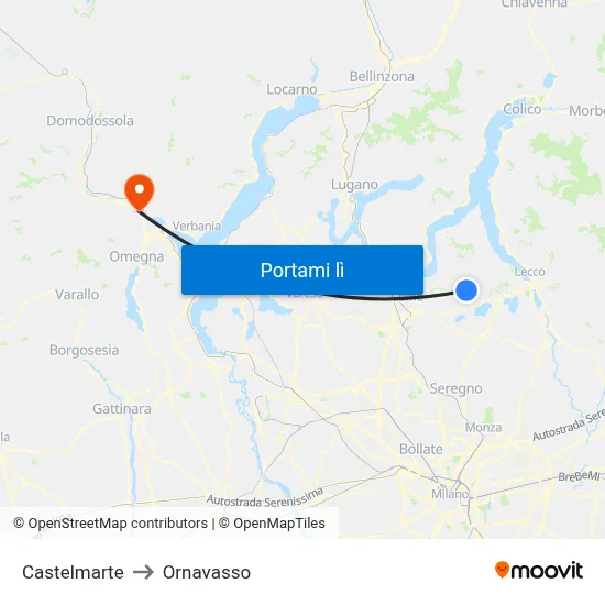 Castelmarte to Ornavasso map
