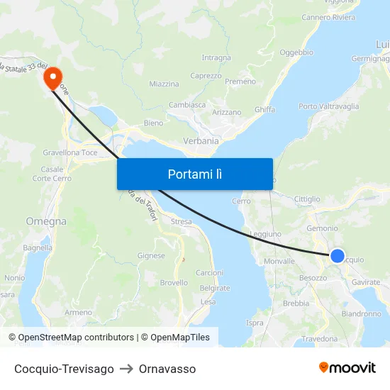 Cocquio-Trevisago to Ornavasso map