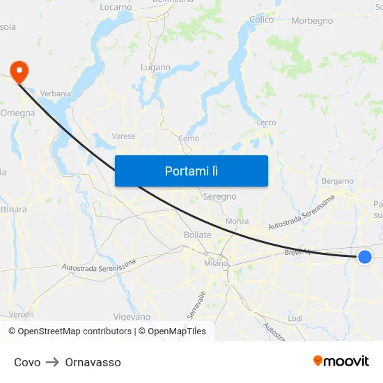 Covo to Ornavasso map