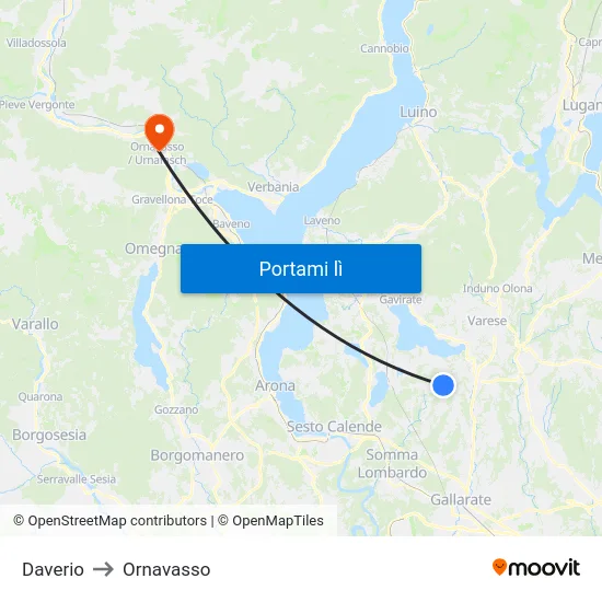 Daverio to Ornavasso map