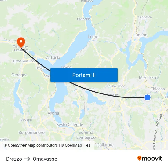Drezzo to Ornavasso map