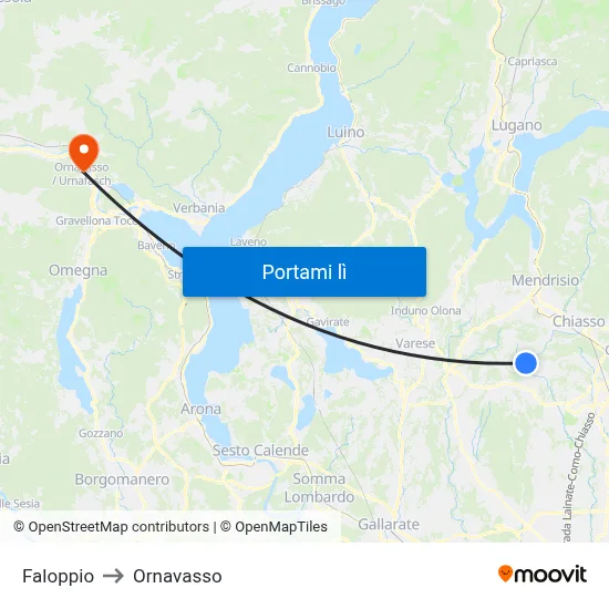 Faloppio to Ornavasso map