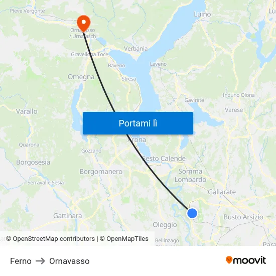 Ferno to Ornavasso map
