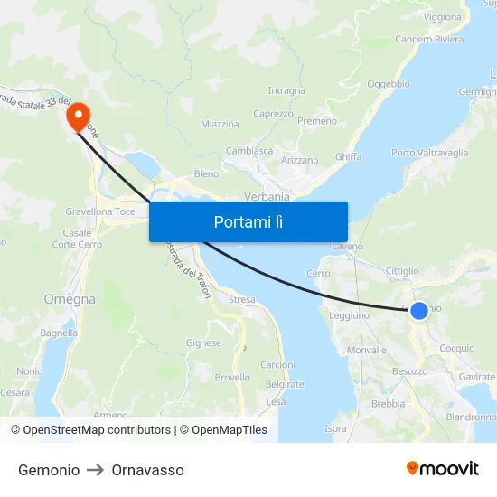 Gemonio to Ornavasso map
