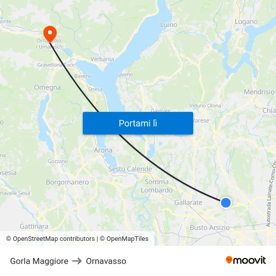 Gorla Maggiore to Ornavasso map