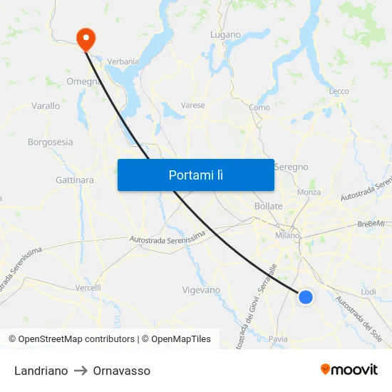 Landriano to Ornavasso map