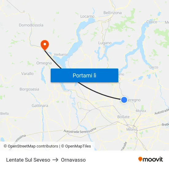 Lentate Sul Seveso to Ornavasso map