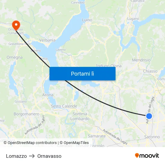 Lomazzo to Ornavasso map