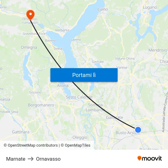 Marnate to Ornavasso map