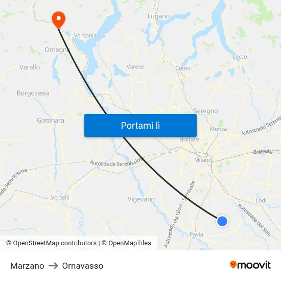 Marzano to Ornavasso map