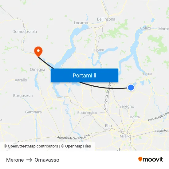 Merone to Ornavasso map