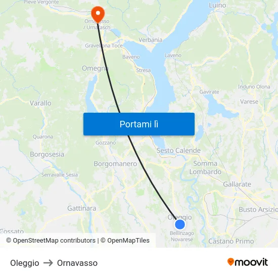 Oleggio to Ornavasso map