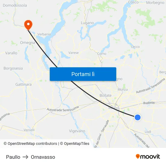 Paullo to Ornavasso map