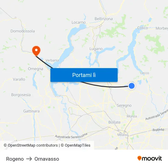 Rogeno to Ornavasso map