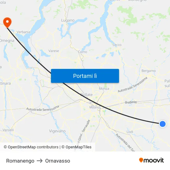 Romanengo to Ornavasso map
