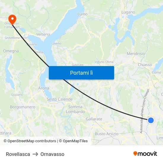 Rovellasca to Ornavasso map