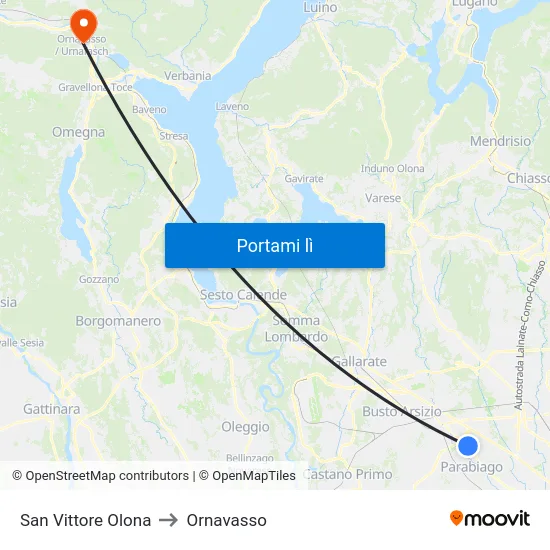San Vittore Olona to Ornavasso map