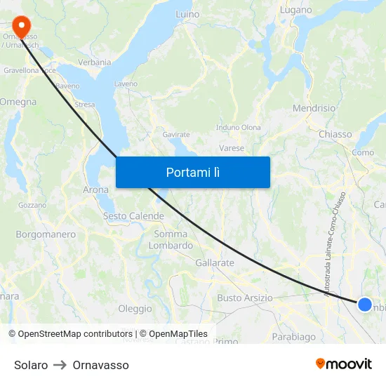 Solaro to Ornavasso map