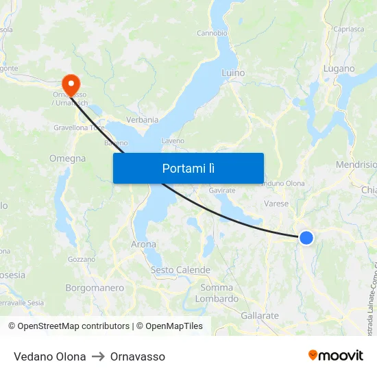 Vedano Olona to Ornavasso map